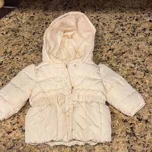 GAP Cream Puffer Hooded Coat, 6-9M